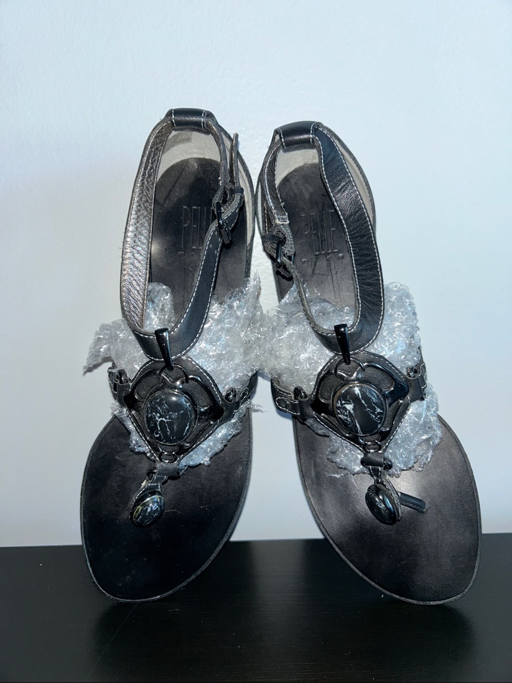 Pelle Moda Jeweled Black Sandal 8.5 Never Worn